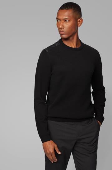 Sweter BOSS Regular Fit Czarne Męskie (Pl48733)